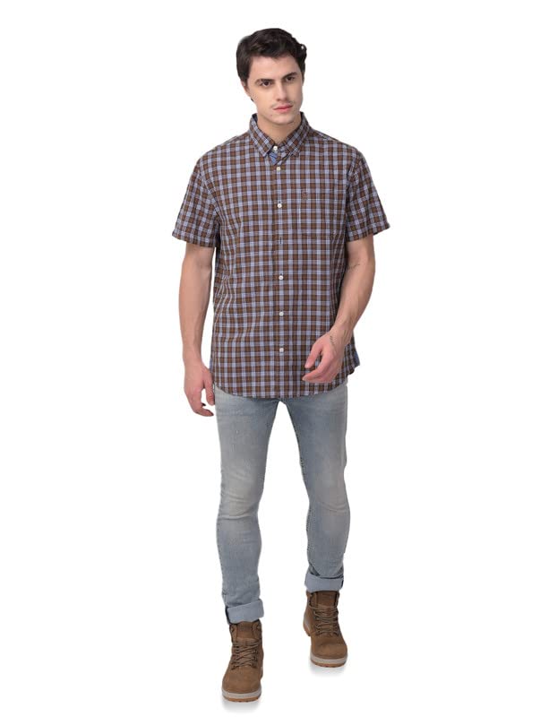 Image of Woodland Mens Cotton Printed Casual Regular Fit Half Sleeves Shirt
