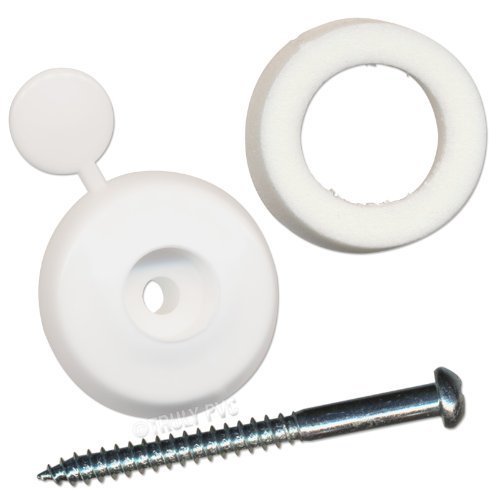 10 x White 16mm Thick Polycarbonate Sheet Fixing Buttons to fix or Screw into Noggin Purlin rafters or Poly