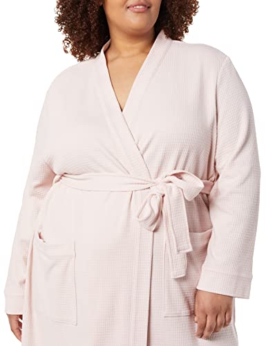 Amazon Essentials Damen Leichter Waffel-Bademantel, Lang (Erhältlich In Übergröße), Blassrosa, M