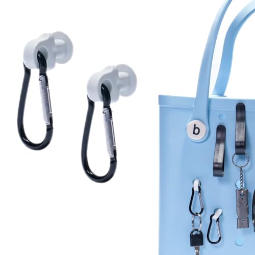 Generic 2Pcs Hooks Set Compatible for Bogg Bag, Insert Carabiner Key Chain Holder Charms for Bogg Bags, Compatible for Small & Large Beach Bags, Organize Valuables Accessories for Bogg Bags-White