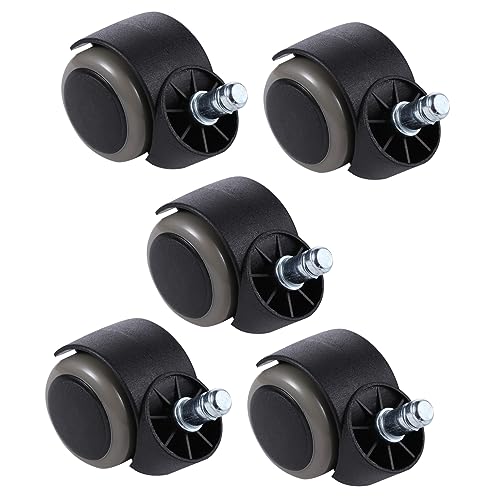 TEMPNAP 5pcs Office Chair Wheels Casters Pu Grey Spring Clip for Desk Chairs Smooth Floor Protection