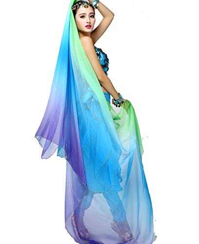 Women's Belly Dance Gradual Colorful Chiffon Scarf and Veil 2.5 * 1.2M4