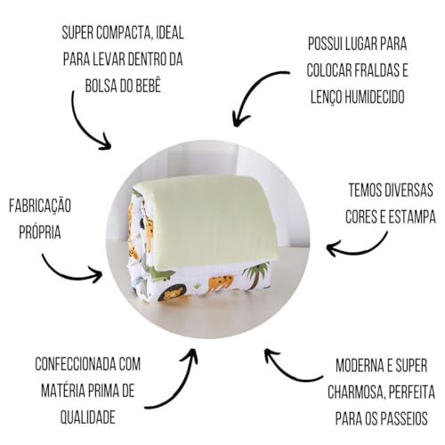 Trocador De Fraldas Portátil Imperméavel para Bebê Menino 01 Peça Floresta