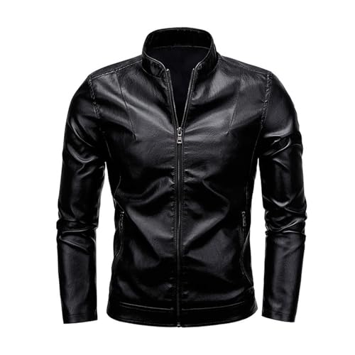 Men's Casual Jackets Stylish Leather Jacket Fashionable Motorcycle Design Trendy Stand-Up Collar for Stylish Men4