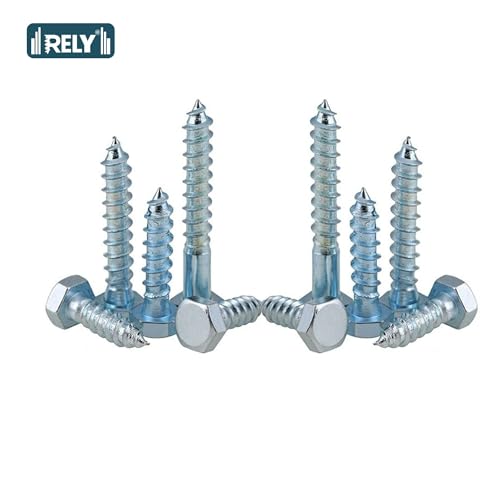 Image of Rely⇒VP INDUSTRIES (Pcs-15) M7x75 mm Hex Head Coach Lag Screws - White Zinc Plated Self-Tapping Wood Furniture Bolts for Beds, Cribs & Bunk Beds