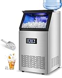 【120LBS/24H + 40 Cubes/12-18 Mins】 15" Commercial Ice Maker - 30LBS Storage, Self-Cleaning Under Counter & Freestanding Ice Machine for Home/Bar/Outdoor