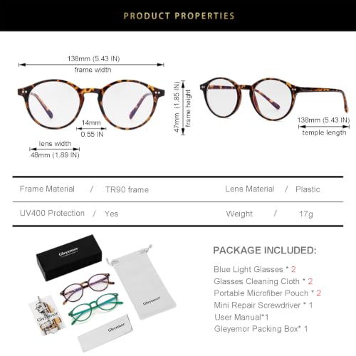 Image of Blue Light Glasses for Men Women, Vintage Round Frame Eyeglasses | Blue Light Blocking Glasses, Lightweight TR90 Frame, Work Gaming Daily Screen Office Computer Use
