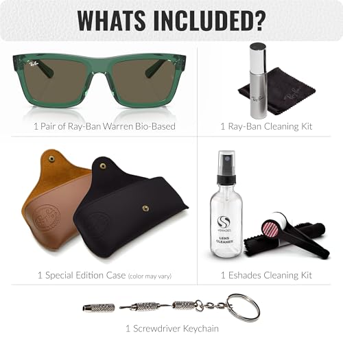 Image of Ray-Ban RB4396 WARREN BIO-BASED Rectangle Shaped Sunglasses for Men & Women with Official RAYBAN Eyewear Kit