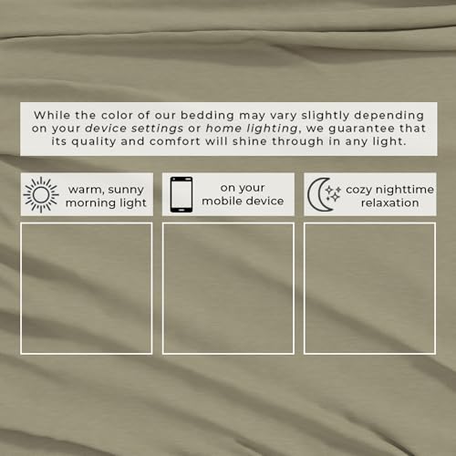 Image of Great Bay Home Cotton Jersey Knit King Sheet Set - Ultra-Soft, Stretchy, Heathered Melange Bed Sheets - Cozy, Soft T-Shirt Sheet & Pillowcase Set (Heathered Olive)