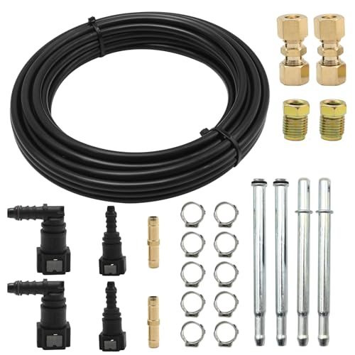 DUZFOREI Upgrade 25 Feet Fuel Line Repair Kit 5/16 Inch Nylon Fuel Line Tubing Fittings Kit for Cars and Trucks