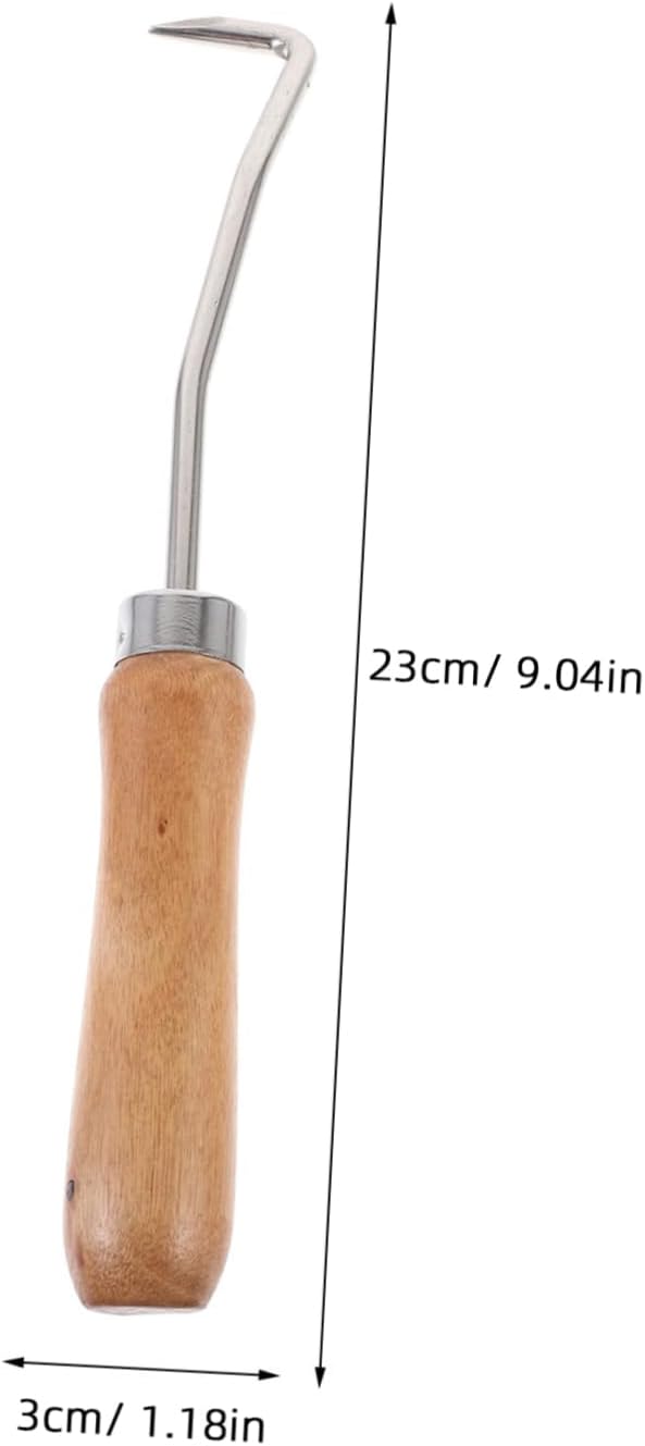 Garneck 2pcs Beehive Cleaning Hook Wooden Handle Essential Beekeeping Tool for Beeswax Removal and Hive Maintenance