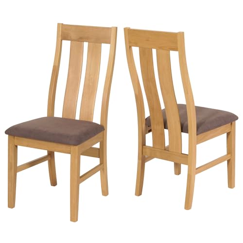 Mendler 2er-Set Esszimmerstuhl HWC-M58, Küchenstuhl Lehnstuhl Stuhl, Stoff/Textil Massiv-Holz - helâ€¦ – Miniatur