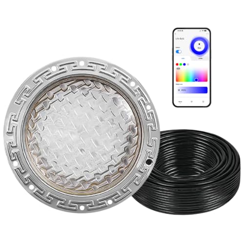 Life-Bulb 10 Inch Intelli RGBW Color Changing Pool Light and Smart Control System - App Control - 100 Ft Cord - for 120V Systems - Lifetime Replacement Program