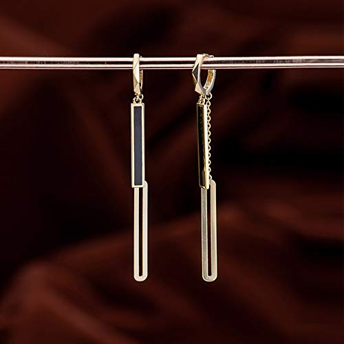 Ucce 14K Gold Vertical Tassel Chain Bar Dangle Earrings Long Minimalist Eardrop For Women Girls #TOP3