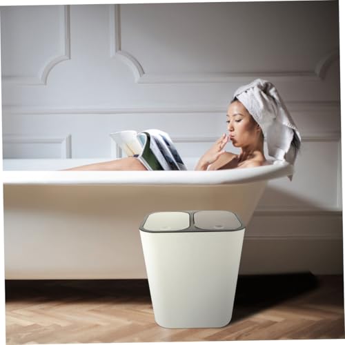 Bote de basura rectangular plástico blanco miniatura 4