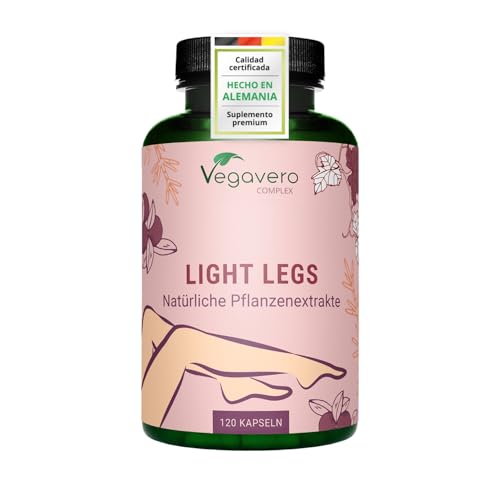 Piernas Ligeras Vegavero® | 120 Cápsulas | Circulacion + Piernas Cansadas + Retencion Liquidos | SIN ADITIVOS | Con Centella Asiática & Arandanos | Vegano