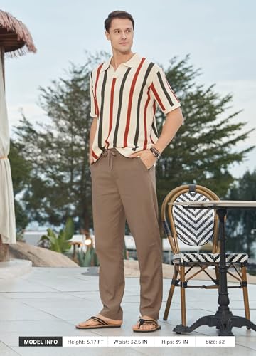 Image of Willit Men's Linen Pants Casual Lightweight Drawstring 29 inch 30 inch 32 inch