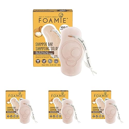 Foamie Champú sólido para pelo rizado con aceite de argan - Champu solido sin sulfatos ni siliconas que nutre y repara el pelo - Champu vegano anti frizz 80 g (Paquete de 4)