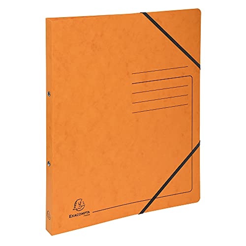 Exacompta 542554E Ringhefter mit Gummizug. Aus extra starkem Colorspan-Karton 2 Ring-Mechanik DIN A4 Füllhöhe 14 mm orange Ring-mappe Ringbuch Hefter