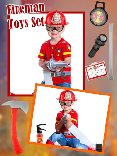 Set disfraz de bombero para niños 11 piezas miniatura 3