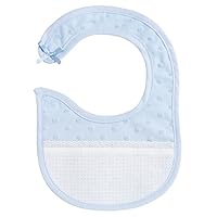 Bavaglino In Cotone Con Tela Aida Da Ricamare - Made In Italy, Pois 3D Azzurro E Bianco - Foto 9