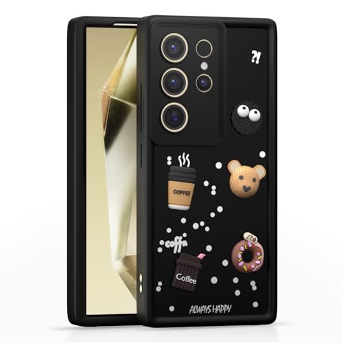 Image of Pikkme Back Cover for Samsung Galaxy S24 Ultra 5G | 3D Cartoon Silicone Case Cute & Fun Full Protective Bumper Cover (Black)