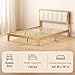HOMCOM Full Size Bed Frame with Upholstered Headboard, Platform Bed Frame with Wooden Slats, No Box Spring Needed, Easy Assembly, Natural
