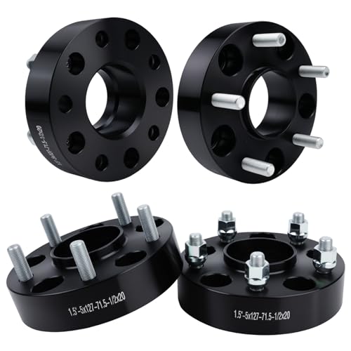 YOMALL 5x5 Wheel Spacers Hubcentric Real Forged Spacers Center Bore 71.5mm 1/2-20 Studs for 2007-2018 Wrangler JK/JKU 1.5(38.1mm) Commander XK for 5 Lug Set of 4 Black