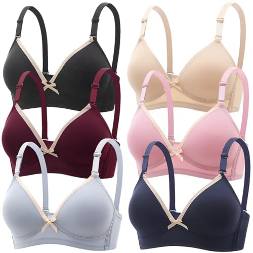 Teen Girls Training Bra Cotton Padded Adjustable Breathable Sports Bras 6 Pack