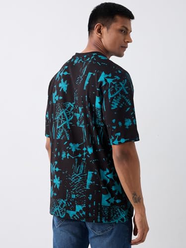 Image of Spykar Men's Oversized Round Neck Half Sleeve Printed Casual T-Shirt