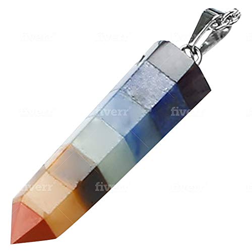 HoodaSpa 7 Chakra Pendant Necklace by Genuine Chakra Gemstone Pendant with 18.5” Stainless Steel Chain for Healing, Relaxation, Energy and Balance Package