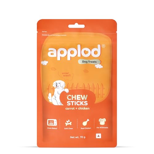 Image of Soft Carrot & Chicken Chew Sticks for Puppies & Adult Dogs | Natural Vegetable-Based Soft & Chewy Treats | Supports Healthy Chewing for All Breeds | 70g