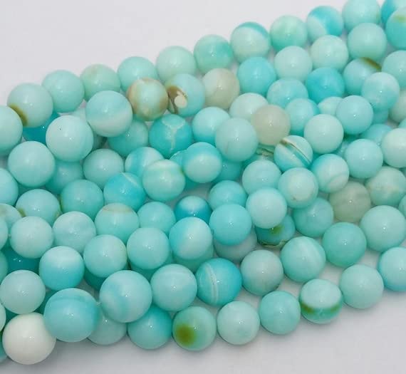 Perles opale du Pérou bleu ciel 11-13mm pour fabriquer un cadeau fait main unique