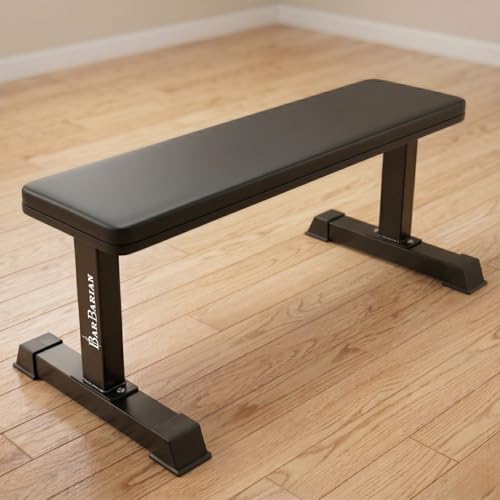 Image of BARBARIAN Flat Gym Bench for Home Workout, Heavy Duty Steel Frame, 290kg Capacity, Multipurpose Fitness Bench Press for Strength Training, Anti-Slip Base & PU Leather Padding, Black