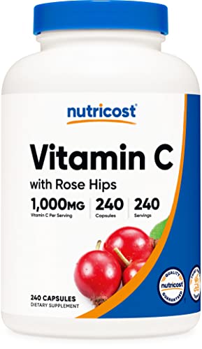 Nutricost Vitamin C With Rose Hips 1025Mg, 240 Capsules - Vitamin C 1,000Mg, Rose Hips 25Mg, Premium, Non-Gmo, Gluten Free Supplement #TOP10