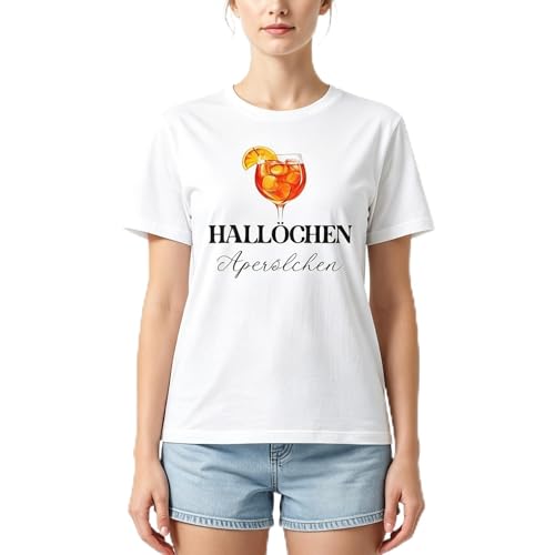 Shirt Für Aperol Spritz Damen Tshirt Mit Cocktail Muster Kurzarm Baumwolle T-Shirt Lustiges Fasching&Karneval Kostüm Faschingskostüme (DE/NL/SE/PL Alphanumerisch S Regular Regular Aperol)