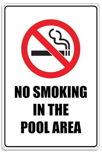 peiyeety No Smoking Black Metal Sign with Symbol Aluminum Uv Printed 4 Pre-Drilled Holes 12x16 Inches