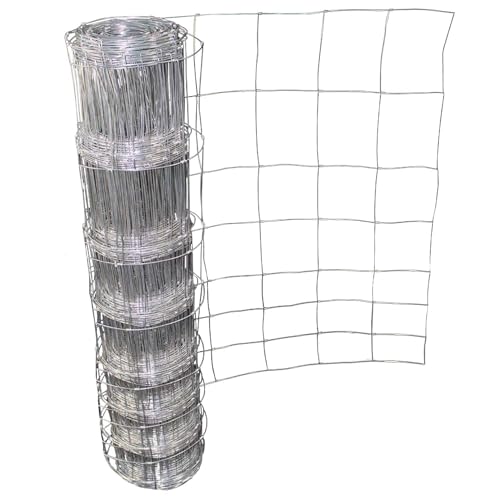 Malla de alambre galvanizado soldado 50m x 1m | Vallado ganadero M8/100/15 | Cercado agrícola anticorrosión para animales