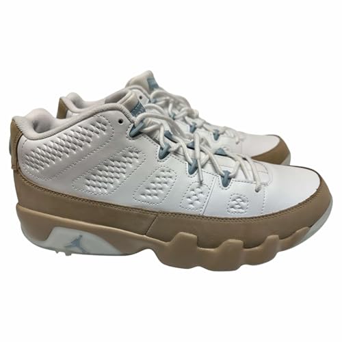 Nike Mens Air Jordan 9 Low Golf Shoes Cleats Leather Upper White-Light Armory Blue-Linen #FJ5934-102 - Size Mens 11.5