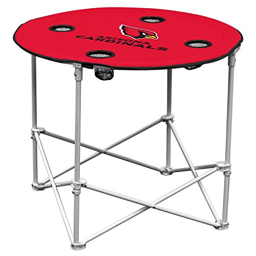 NFL Logo Brands Arizona Cardinals Collapsible Round Table with 4 Cup Holders and Carry Bag, Team Color