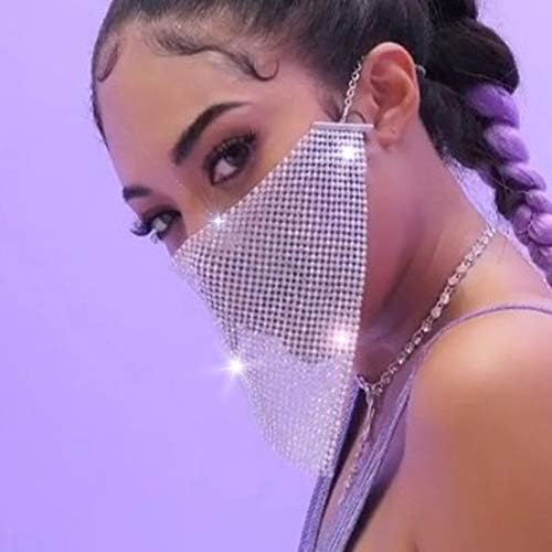 IYOU Boho Crystal Face Chain Mesh Masquerade Mask Rhinestone Parties Ball Costumes Belly Dance Stage Venetian Mardi Gras Dress Masks Jewelry for Women - Image 5