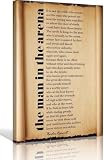 Inspirational Quote Wall Art - The Man in the Arena, Theodore Roosevelt Speech Poster for Gym, Den, Study(Unframed,08x12inch(20x30cm))