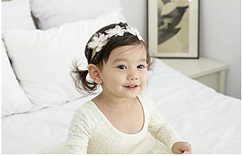 Baby Toddler Elastic Chiffon Flower Headbands Princess Girls Hand Sewing Beads Flower Headwear Nylon (Qj318) #TOP5