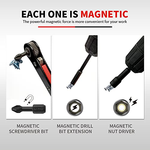 Akm Tool 41Pcs Magnetic Nut Driver Set, 1/4" Quick-Change Hex Shank | Sae & Metric | Cr-V Steel, Magnetic Screwdriver Bit Set W/Drill Bit Extension & Drill Bit Adapter #TOP2