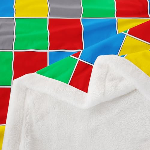 Image of Erosebridal Geometric Checkered Sherpa Blanket Colorful Checkerboard Fuzzy Plush Throw Rainbow Plaid Fleece Blanket for Kids Boys Girls,Red Blue Green Yellow Grids Decor for Bed Couch Throw 50 inchx60 inch
