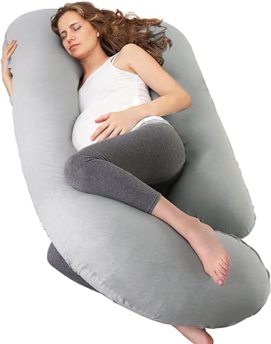 MOXTOYU Pregnancy Pillow for Sleeping, 53 Inch G-Shape Maternity Pillow, Silky Feel Material, Detachable & Washable Full Body Pillow for Pregnant Women, Support for Back, Legs, Belly, Hip