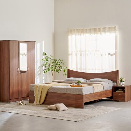 Image of Home Centre | Helios - Alton | Engineered Wood | | Queen Beds | Walnut | 1 Year Warranty