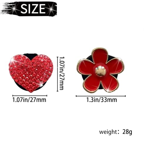 Image of 4PCS Car Air Vent Clips with Fragrance Pads, Red Cute Flower Air Fresheners | Daisy, Heart-Shaped Vent Clip, Car Interior Decor Charm, Car Decor Accessories, for Women and Girls, Interior Aesthetic