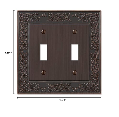Amerelle 43TTVB English Garden Double Toggle Cast Metal Wallplate, Aged Bronze - Thumbnail 4