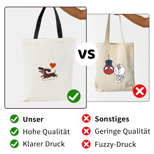 Snyvpra Dackel Geschenke, Damen-Tragetaschen aus Segeltuch, Jutebeutel Wiederverwendbare Einkaufstasche, Dackel Geschenke Für Tierliebhaber, Tragbar Kulturtasche Damen für Reise Alltagsleben